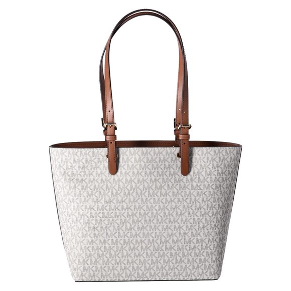 Michael Kors Jet Set Travel Medium Double Pocket Tote Vegan Leather Vanilla MK - Picture 6 of 9